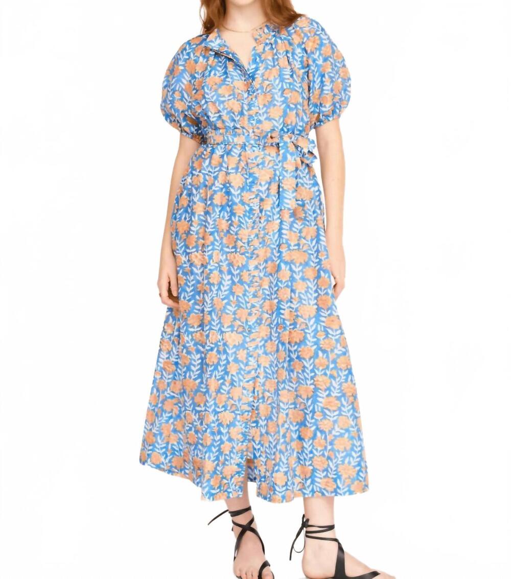 NEW MIRTH somerset midi dress in tangerine carnation